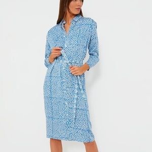 Emerson Fry Painterly Dots Blue Ry Shirtdress NWOT